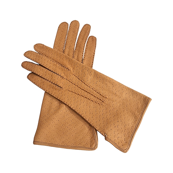 Leather Gloves with Perforated Detail - Picture 1 of 4